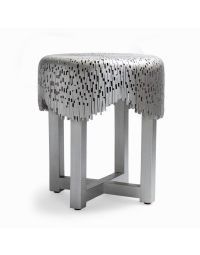 Melted Round Stool in Silver Finish