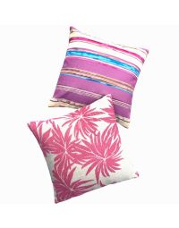Pink Tropical Island Medium Hues Double-Sided Pillow Cover (Magenta Back)
