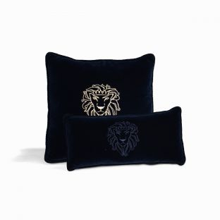 Embroidery in Blue Velvet Pillow Line