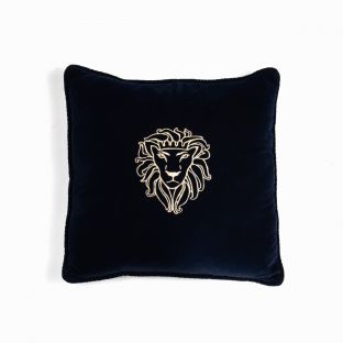 Embroidery in Blue Velvet Pillow Line-square S