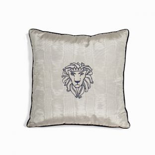 Embroidery Blue in Gray Pillow Line-square L