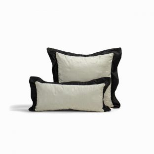 Moire Light Silver with Black Raffles in Greek Key Pillow Line