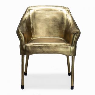 Whitcomb Gold Leather Accent Chair