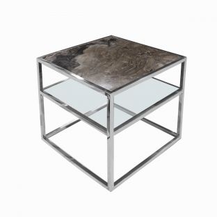 Ivoire Side Table with Marble Cappuccino Top