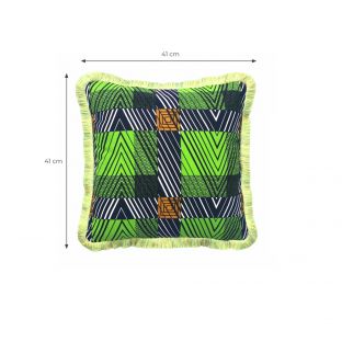 Keylime Checkered Fringe Pillow Cover-Square S
