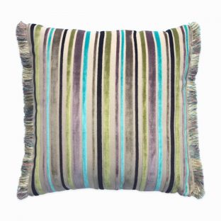 Mixed Green Fringe Stripes Pillow Cover