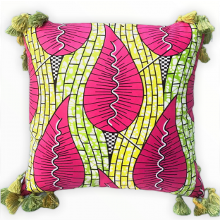 Fruity Leaves and Stripes Remix with Tassel Pillow Cover 