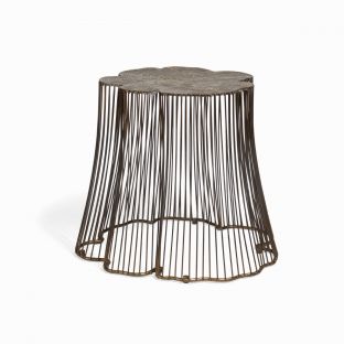 Tree Trunk Weathered Bronze Tall Metal Side Table