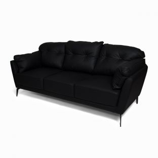 Wilcon 3-seater Leather Sofa, Matte Black