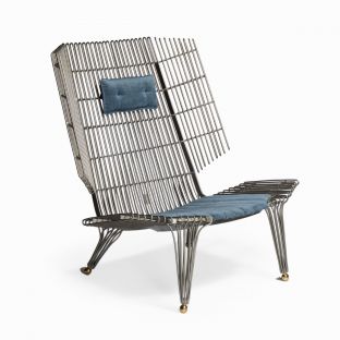 Gridsen Blued Gun Metal Fabric Chair