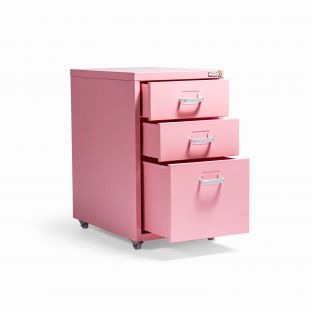 Scarlett Stage 3-Layer Filing Cabinet-Pink