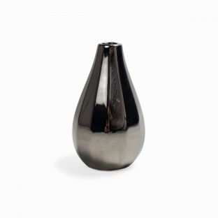 Silver Oval Ceramic Flower Vase