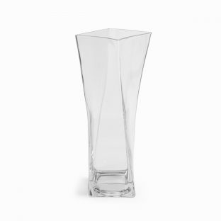 Tall Twisted Square Glass Flower Vase