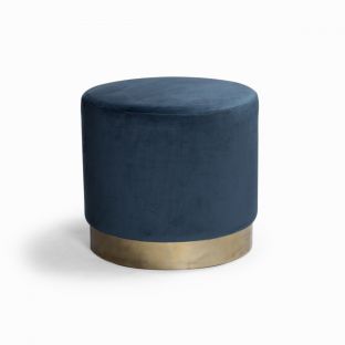 Alejandro Blue Pouf with Stainless Legs