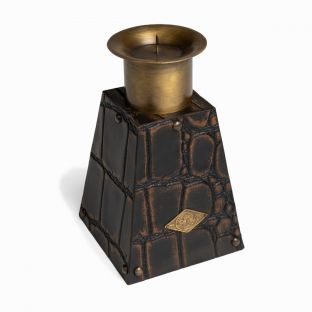Candle Holder - Croc Black and Brown