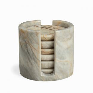 Marble Canister with Coaster Set