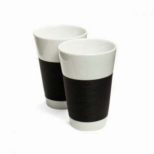 Bodum Canteen Porcelain Wall Cup With Black Silicone Sleeve (set of 2)