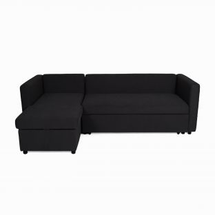 Emman L-Shape Sofa Bed-Black