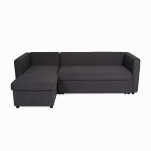 Emman L-Shape Sofa Bed-Dark Grey