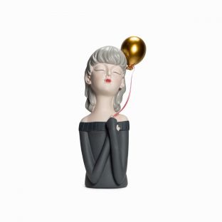Girl With Gold Balloon Resin Figurine Display