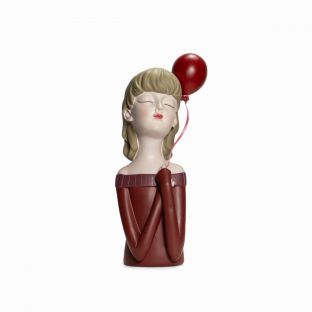 Girl With Red Balloon Resin Figurine Display