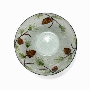 Glass Beaded Lara's Bowl with Tempered Glass Pinecone