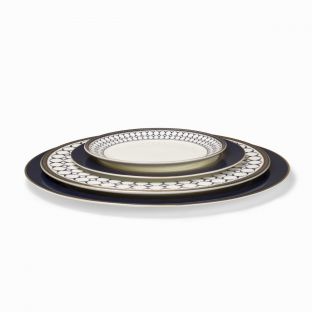 Gold and Navy Art Deco Dinner Plate Set