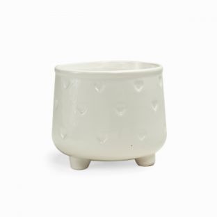 White Hearts Mini Ceramic Flower Vase