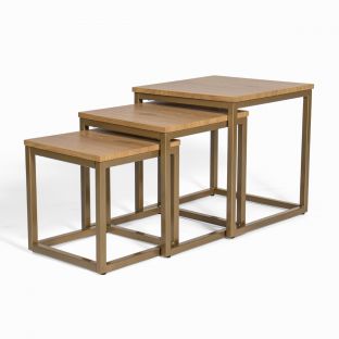 Halo Design Nest Walnut Nesting Table with Gold Legs