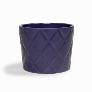 Blue Quilted Diamond Ceramic Flower Vase