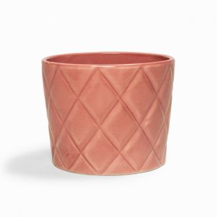 Pink Quilted Diamond Ceramic Flower Vase