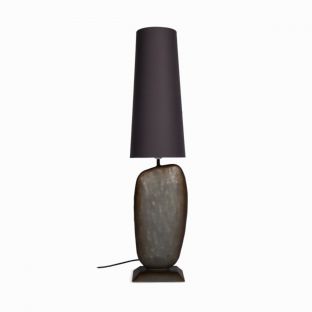 Ingot Metal Lamp with Fabric Shade and Bulb