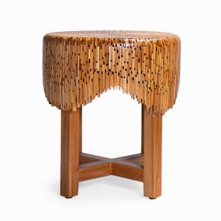 Melted Round Stool in Honey Brown Finish