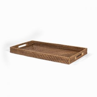 Woven Rectangular Tray with Slotted Handle