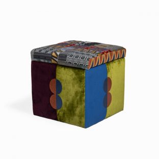 Small Handwoven Textile Ottoman Chair with Storage I