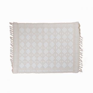 10 Rowed Diamonds Beige White Placemats (Set of 6)