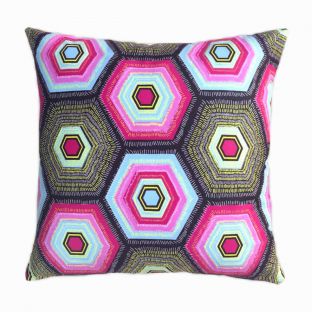 Pink Hexagon Pillow Cover