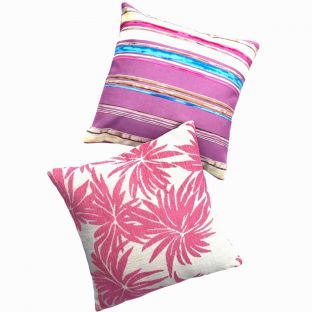 Pink Tropical Island Medium Hues Double-Sided Pillow Cover (Magenta Back)