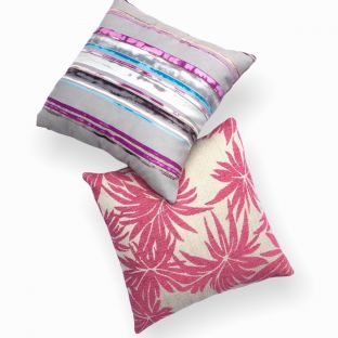 Pink Tropical Island Hues Double-Sided Pillow Cover (Grey Back)