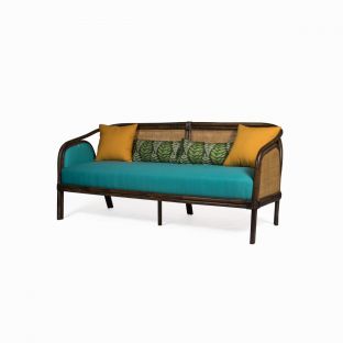 Rattan 3 Seater Sofa with Weaved Cane Backrest