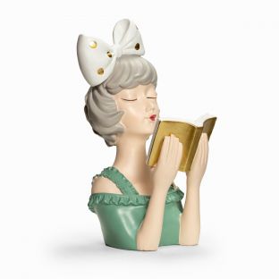 Reading Girl Resin Figurine Display