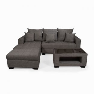 Salve L-shape Leather Sofa Set, Grey