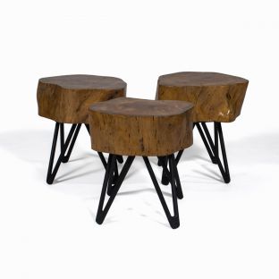Zuri Wooden Stool Chair (Set of 3)