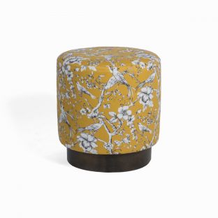 Upcycled Round Yellow Stool