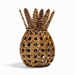 Woven Pineapple Native Lamp Decor in Dark Brown Finish