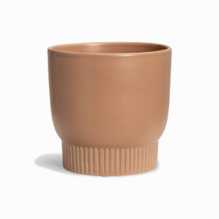 Pink Ceramic Flower Vase with Ridged Bottom