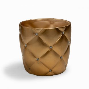 Gold Quilted Diamond Ceramic Flower Vase