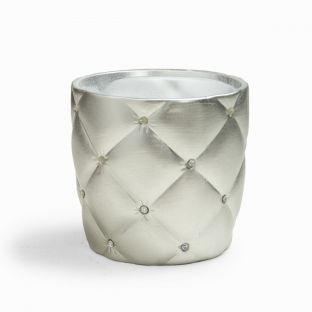 Silver Quilted Diamond Ceramic Flower Vase