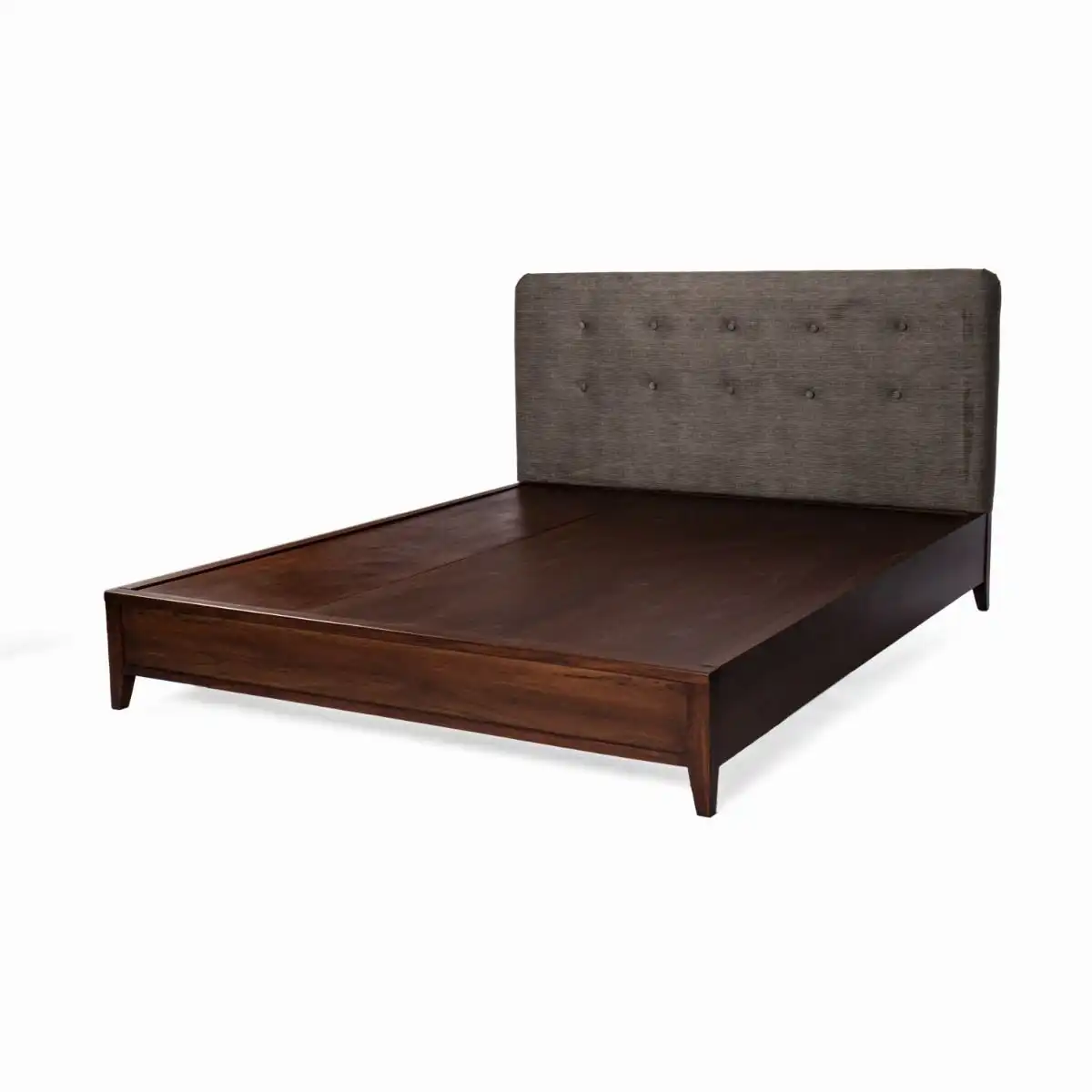 Grace Dark Walnut Wooden Bed Frame with Headboard shopITOOH